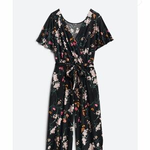 Kaileigh Black Floral Wrap Jumpsuit